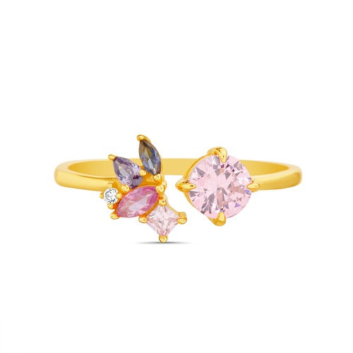 Anillo cluster rosado y morado