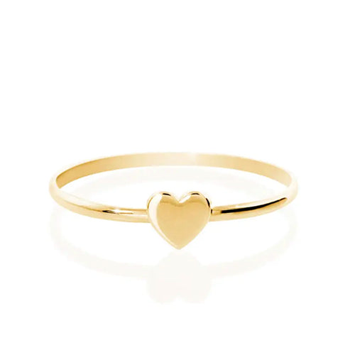 Anillo de corazón liso dorado