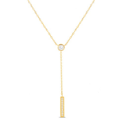 Collar con zirconia y barra dorada