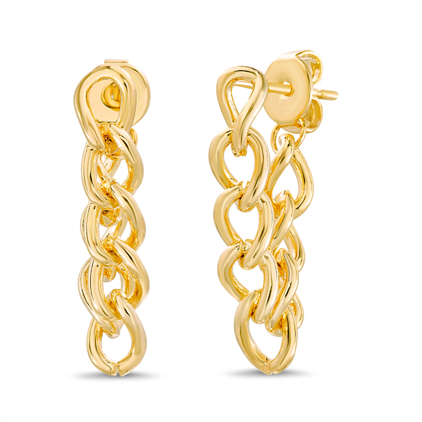 Aretes de eslabones dorados
