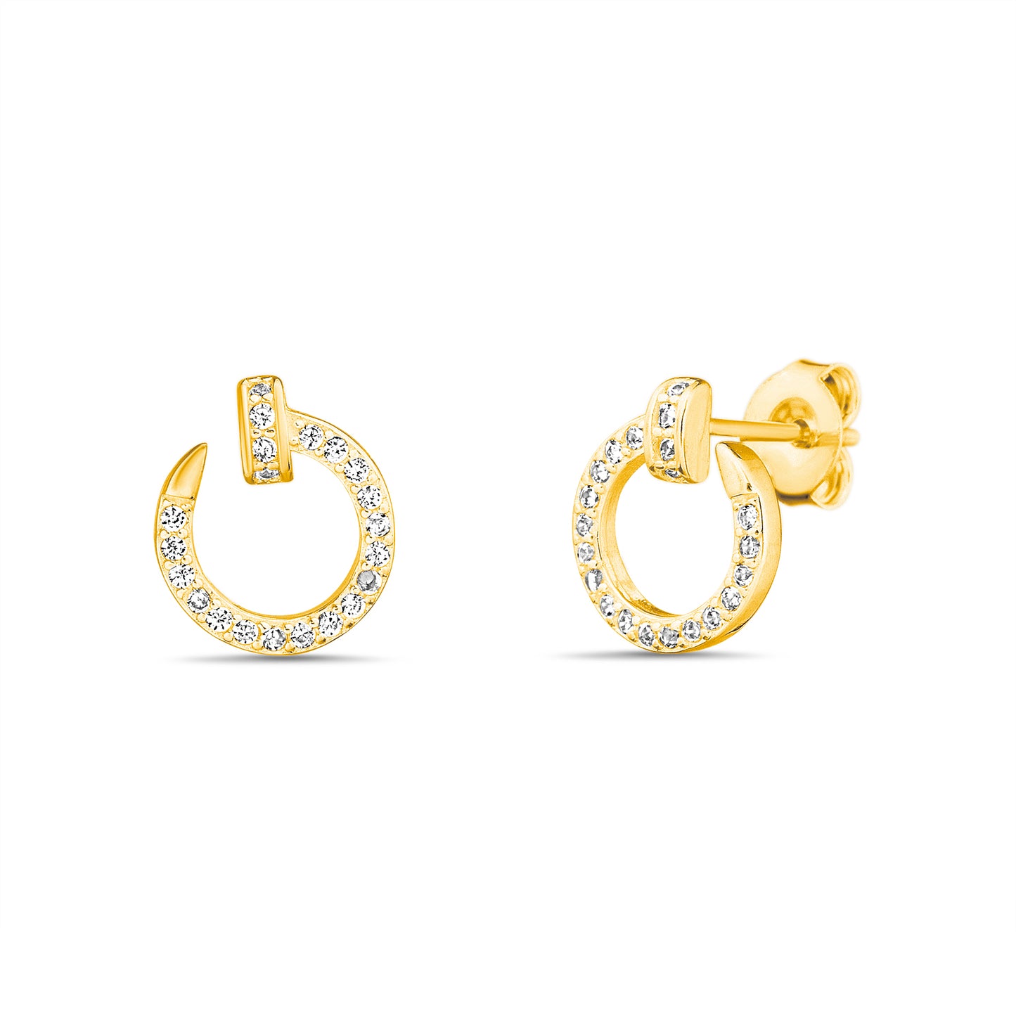 Aretes dorados de tornillo con zirconias