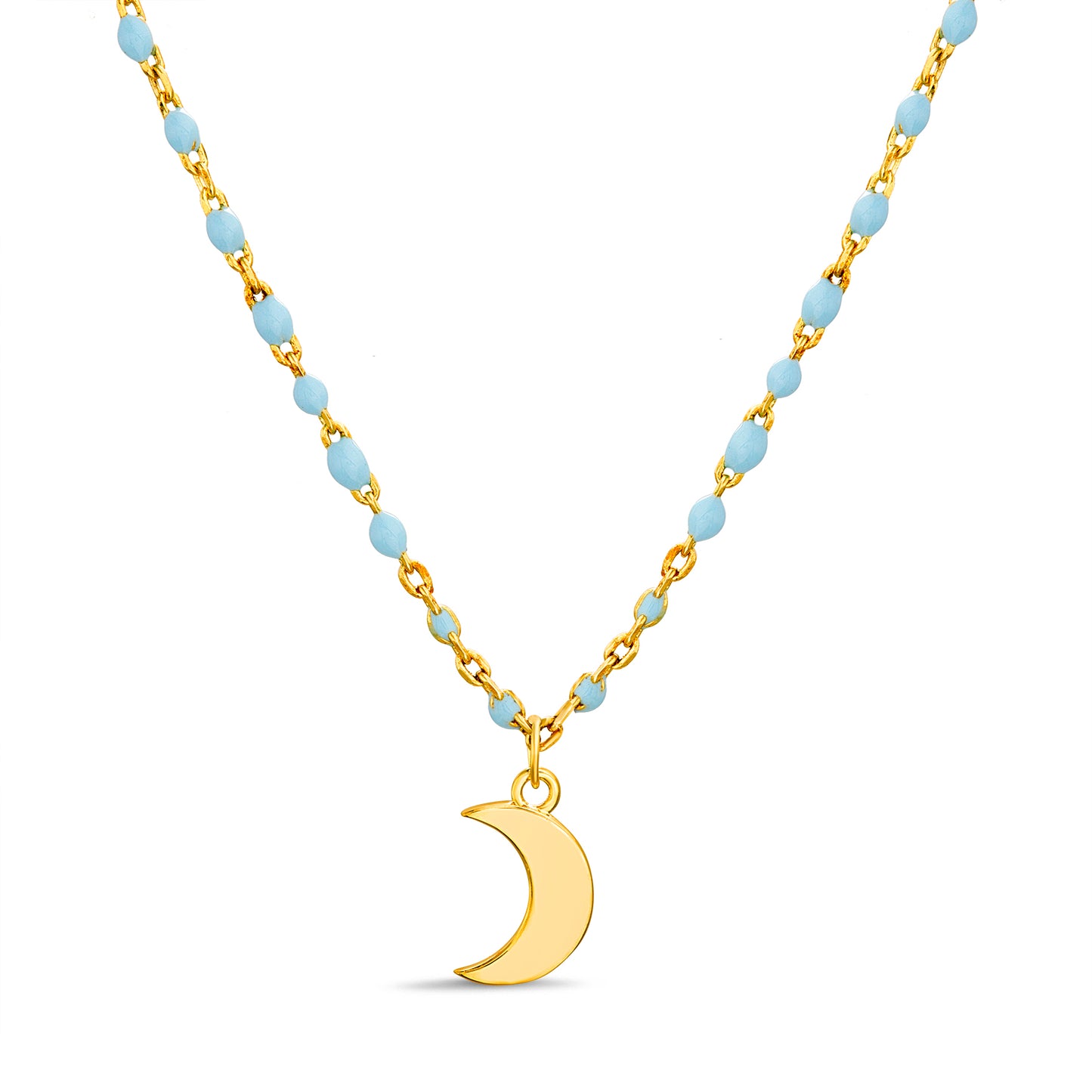 Collar dorado y celeste de luna