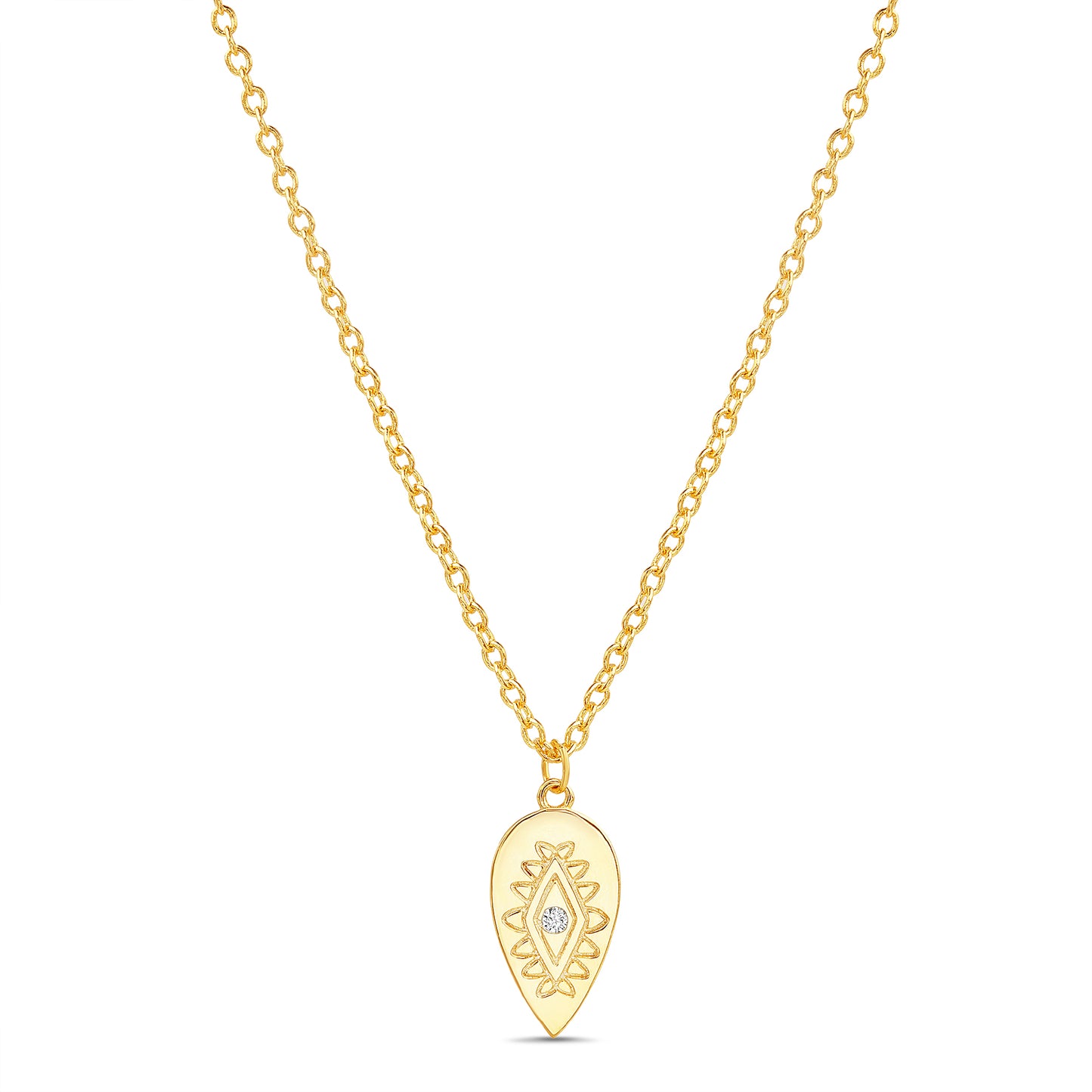 Collar dorado forma de gota con ojo turco