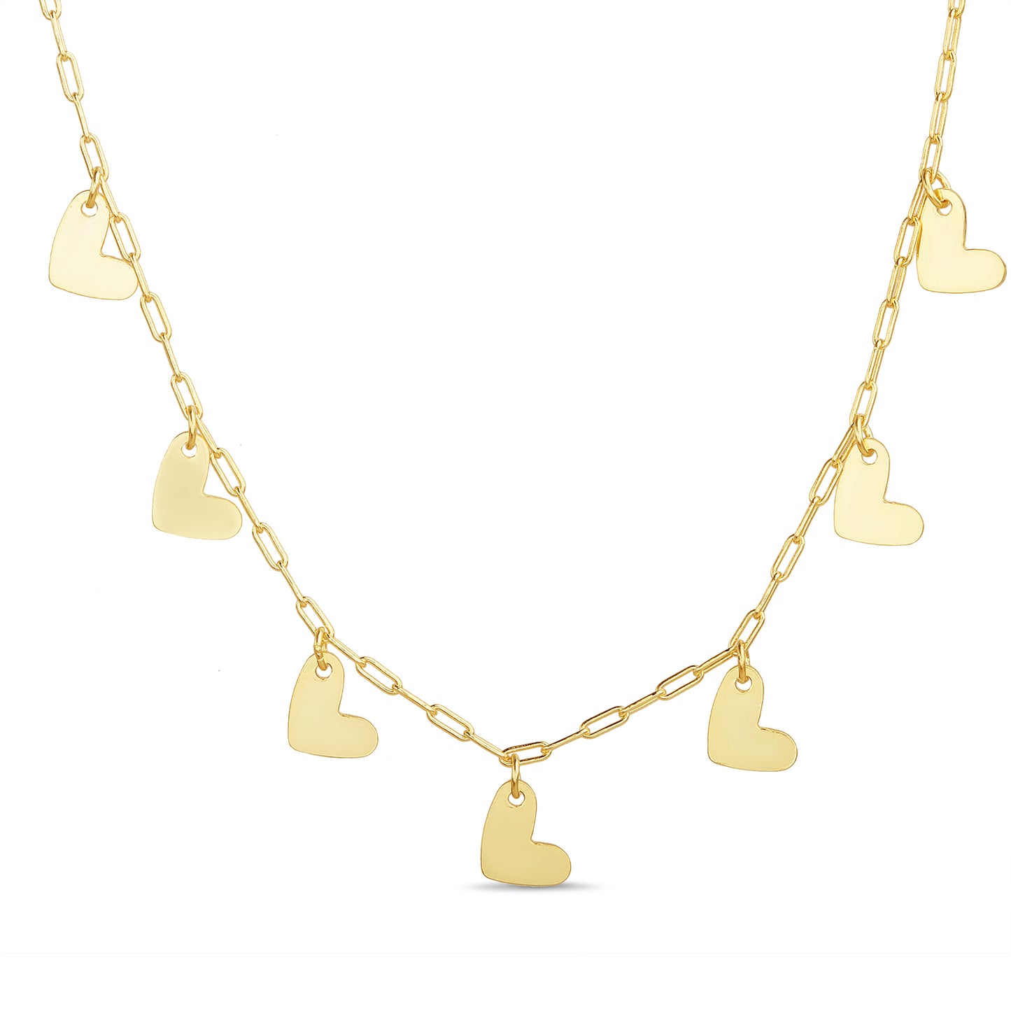 Collar dorado con corazones lisos