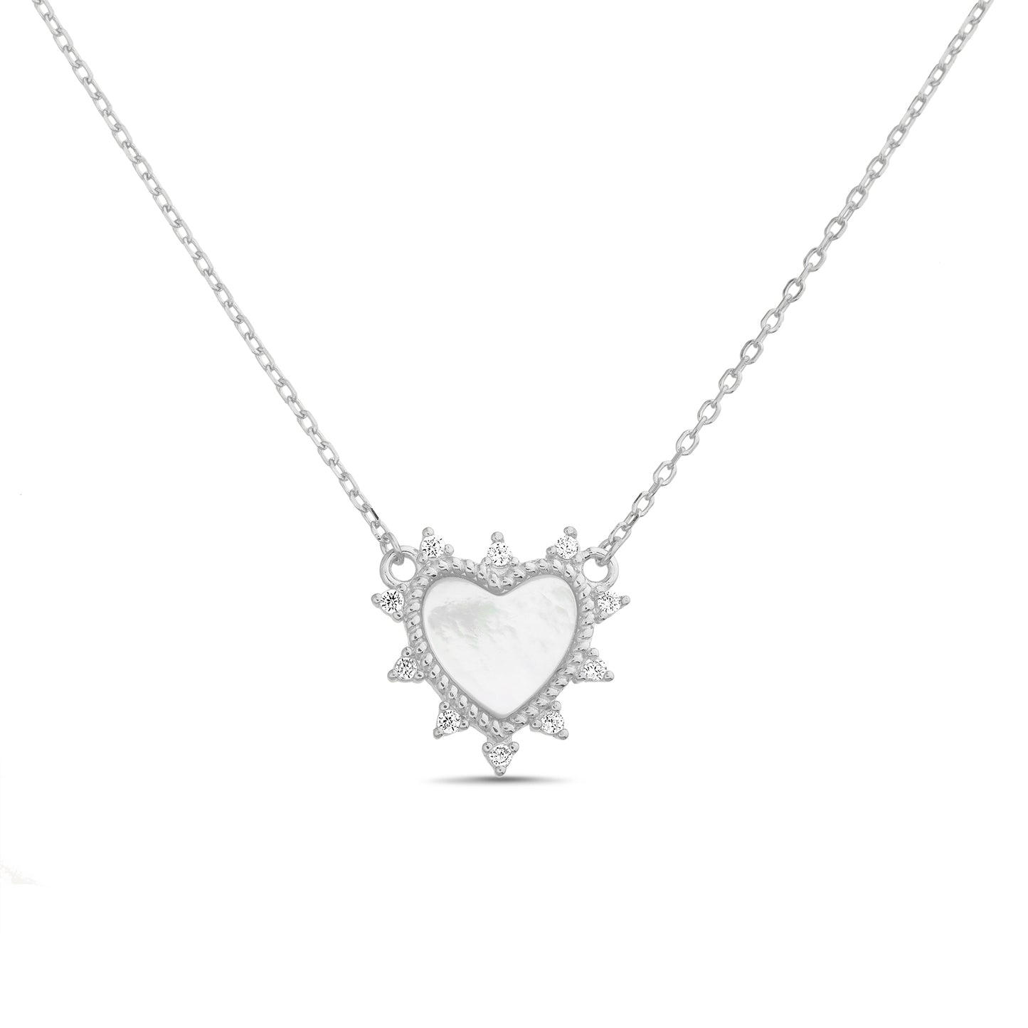 Collar plateado corazón con espinas