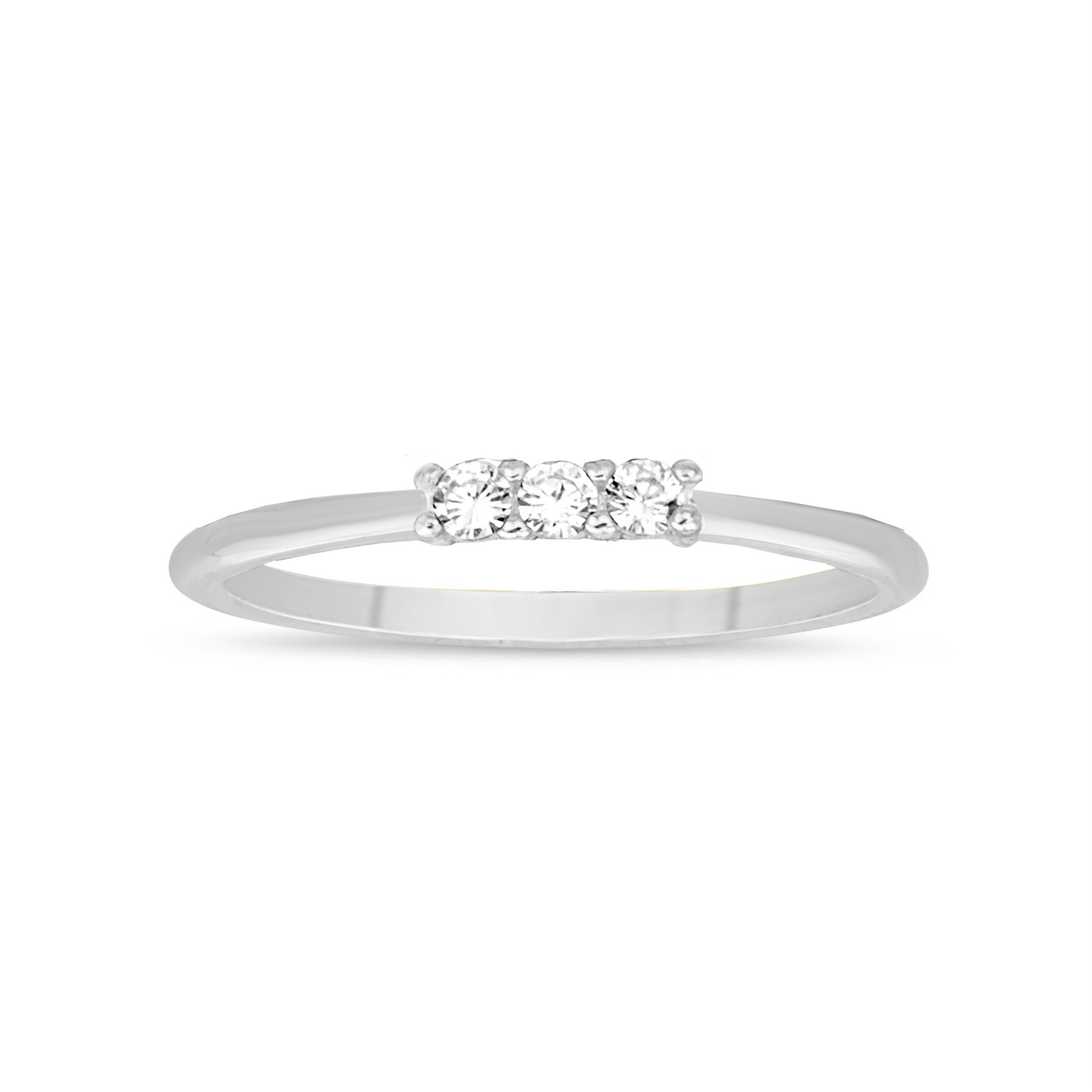 Anillo 3 zirconias pequeñas plateado