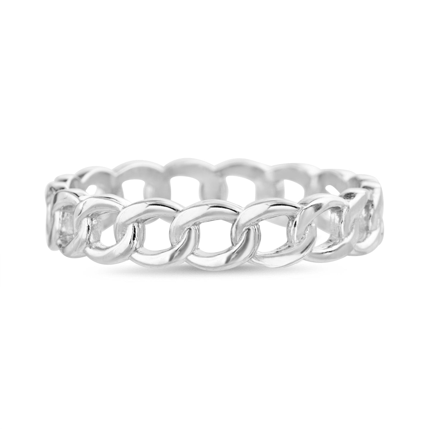 Anillo de eslabones plateado