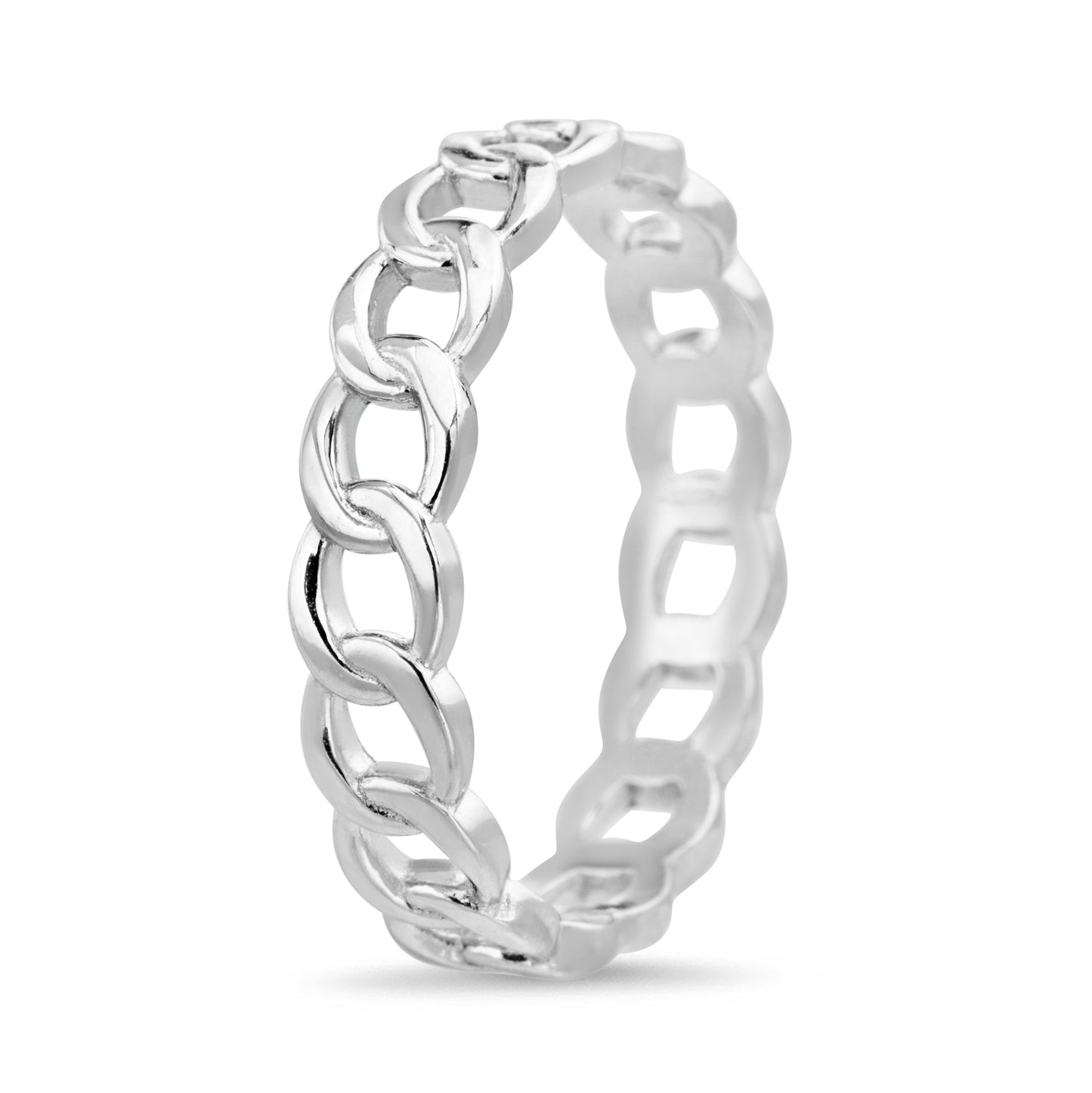 Anillo de eslabones plateado