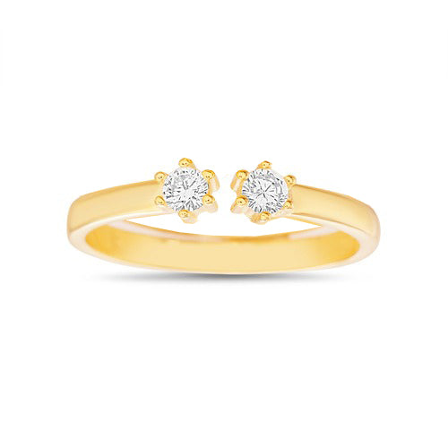 Anillo con doble zirconia abierto dorado