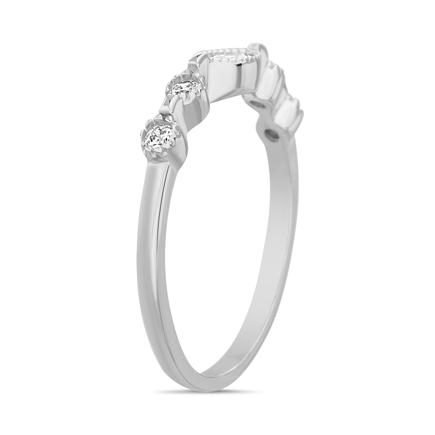 Anillo zirconia redondas y óvalo plateado