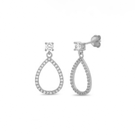 Aretes de contorno de gota con zirconia plateados