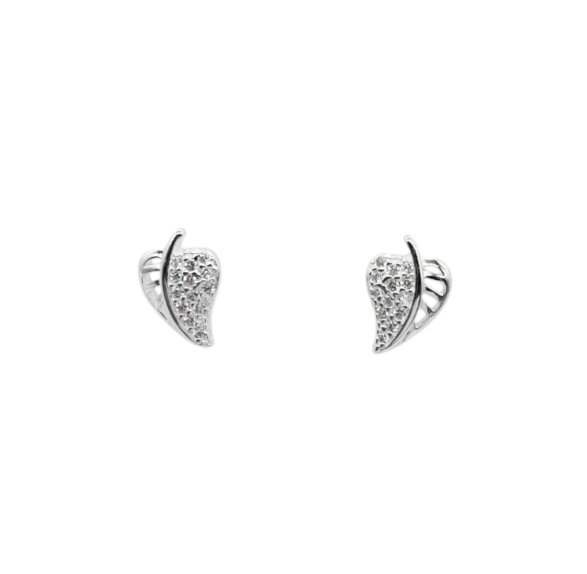 Arete plateado flor con zirconia