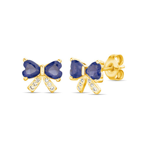 Aretes mini mona azul con zirconia dorados
