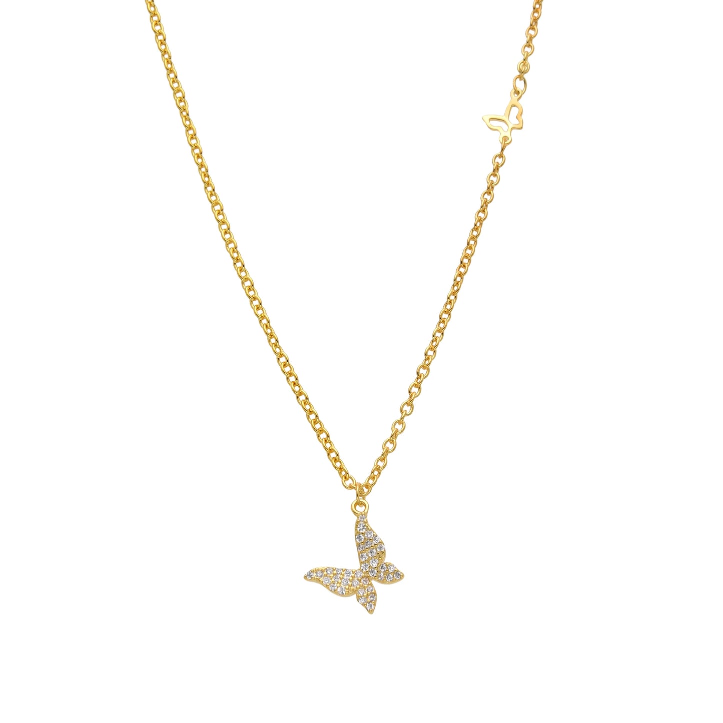 Collar dorado con mariposa de zirconias