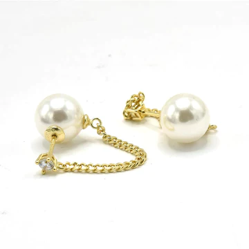Aretes de perla y zirconia dorado