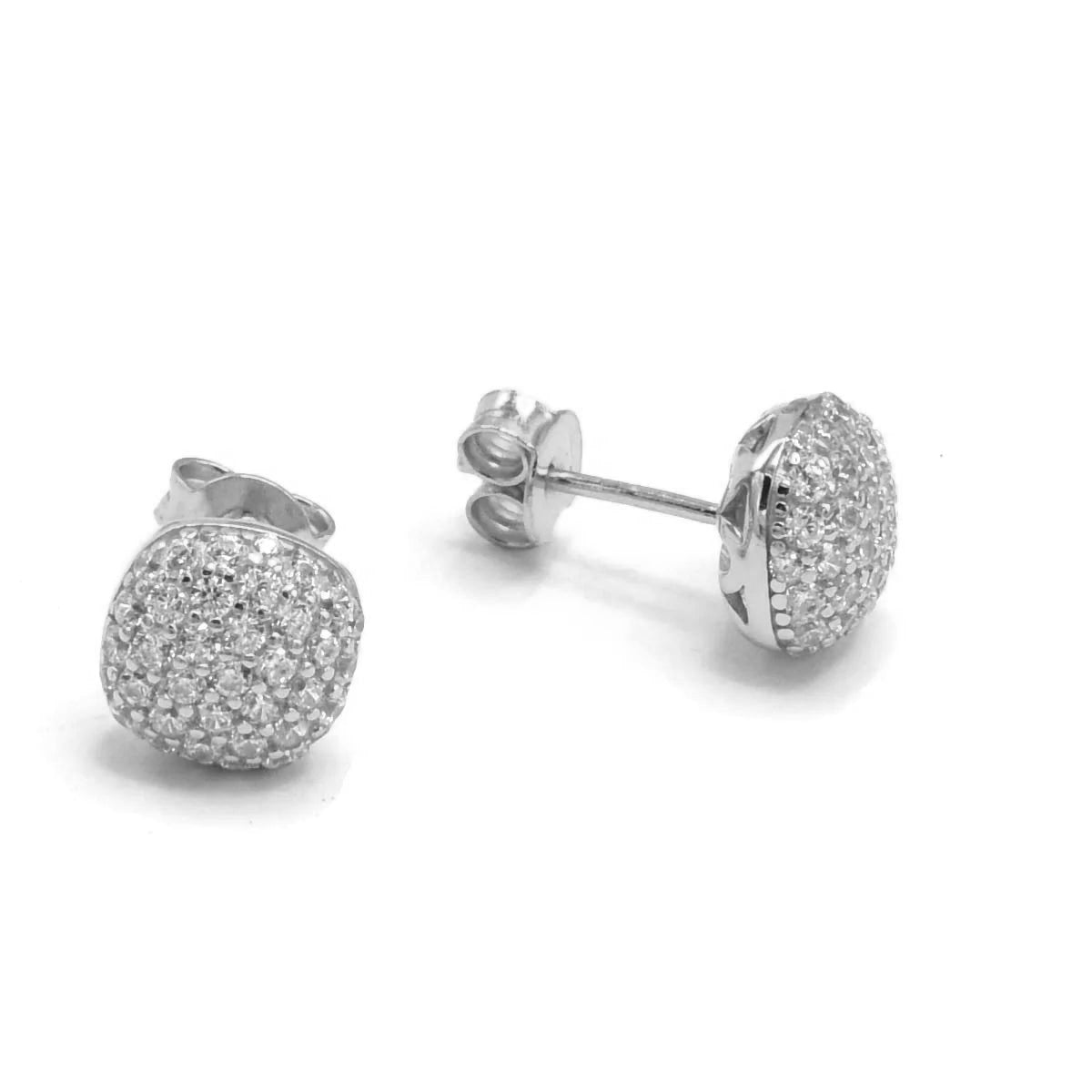 Aretes almohada pave plateados