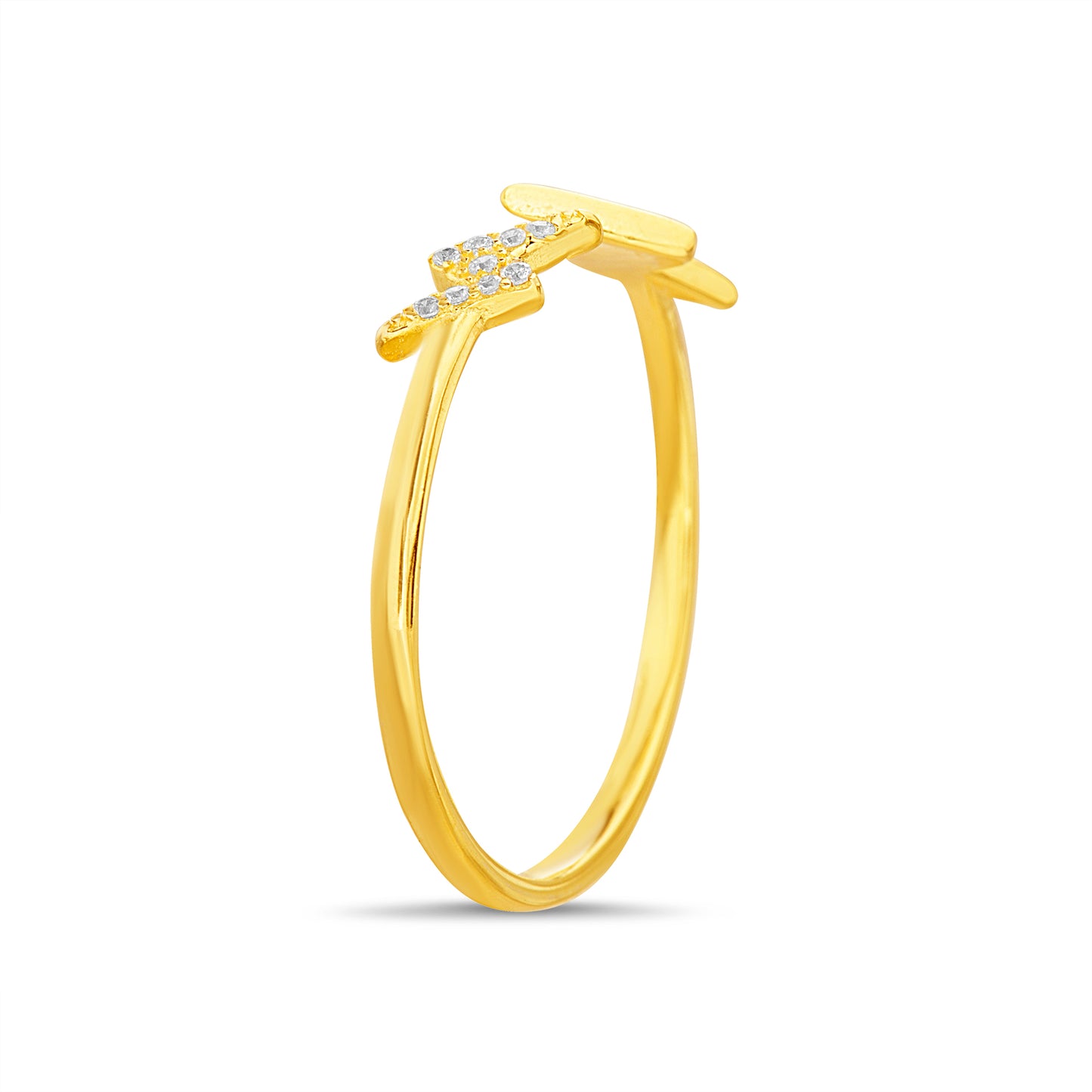 Anillo doble rayo zirconia y liso