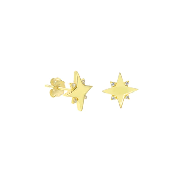 Aretes estrella del norte con zirconia dorados