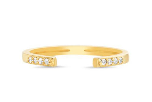 Anillo tipo argolla abierta con zirconia dorado