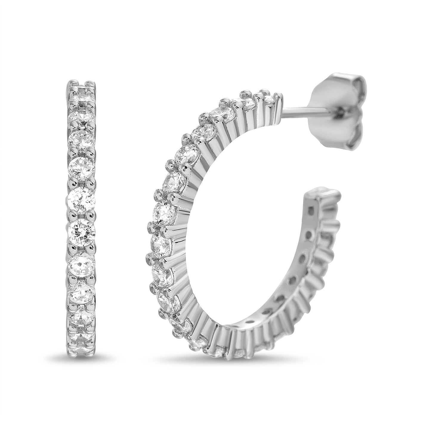 Arete plateado grande de zirconias