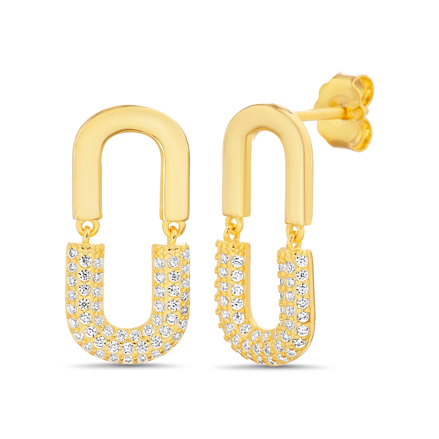 Arete dorado con colgante de zirconias