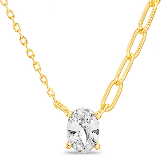 Collar dorado con zirconia grande en el centro