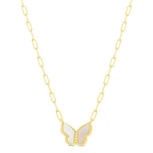 Collar dorado mariposa de concha nacar