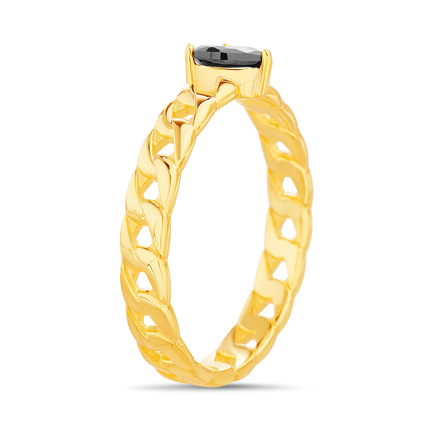 Anillo de eslabones con corazón negro