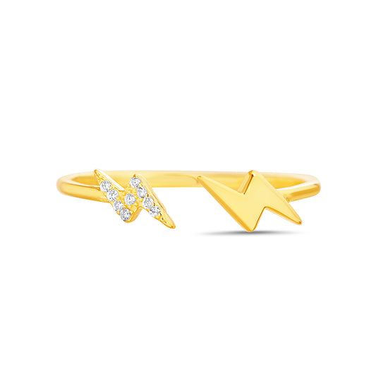 Anillo doble rayo zirconia y liso