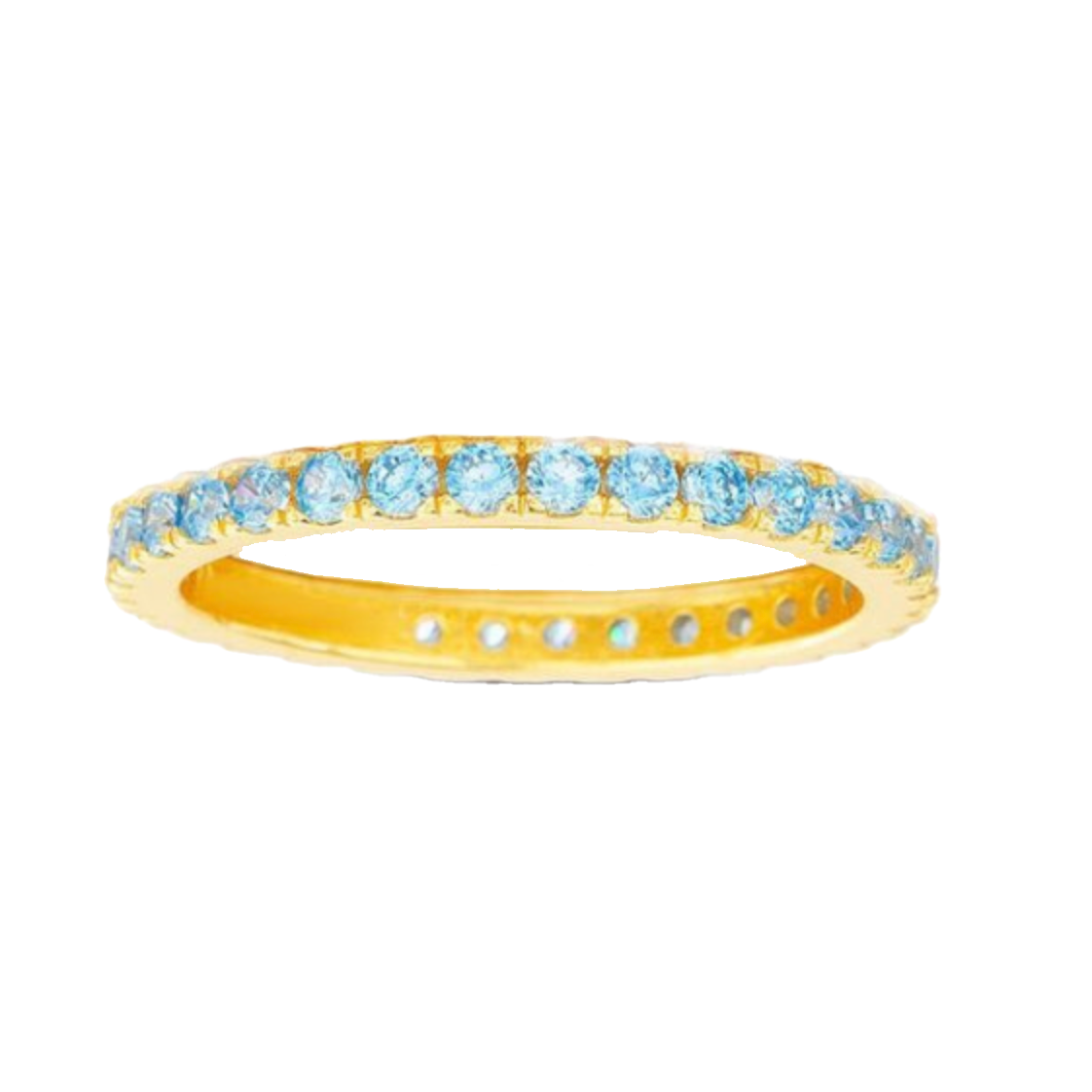 Anillo zirconia celeste dorado