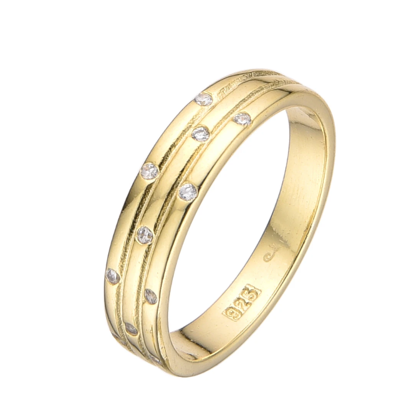 Anillo dorado con zirconias