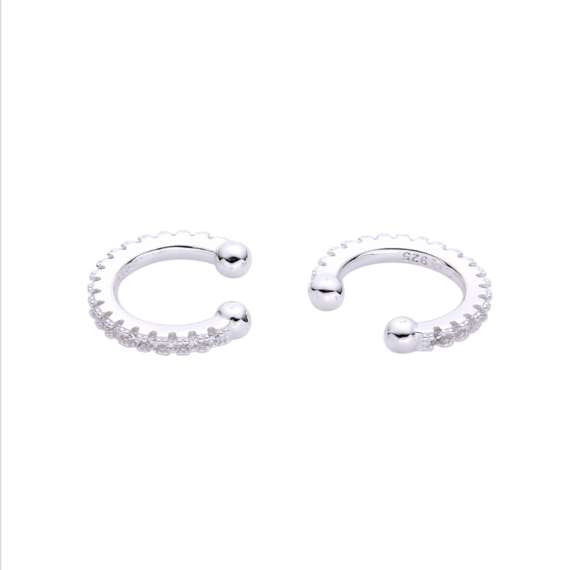 Ear cuff plateado con zirconias