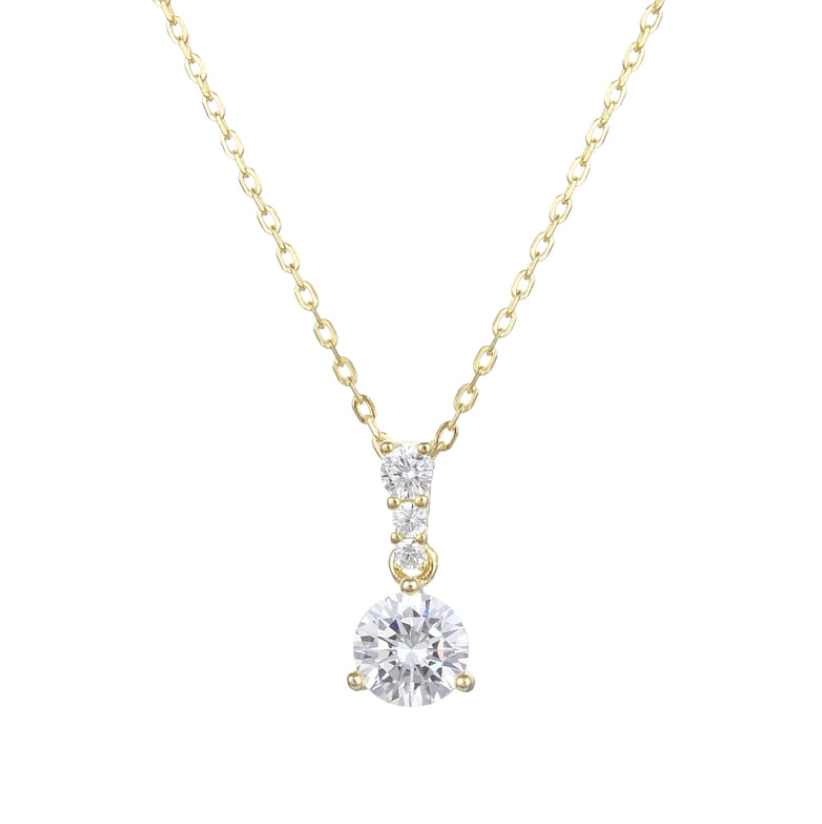 Collar dorado con zirconia grande colgante