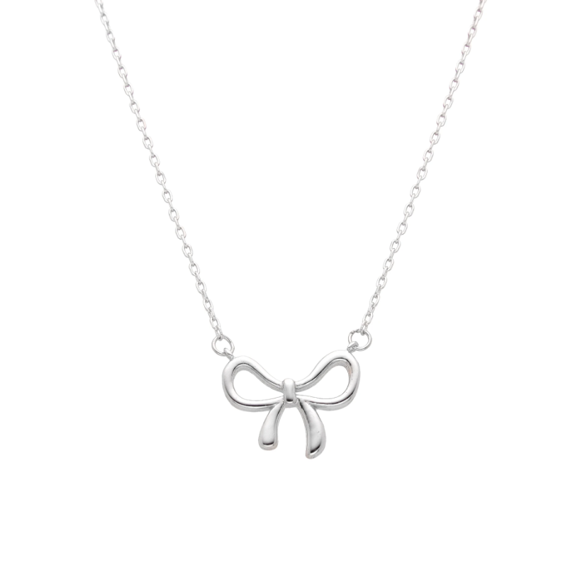 Collar plateado con moña