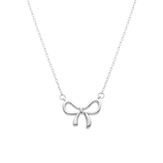 Collar plateado con moña