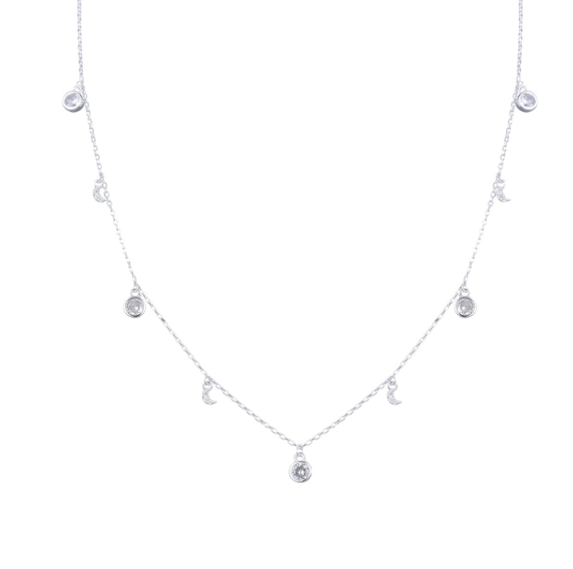 Collar plateado con lunas y zirconias