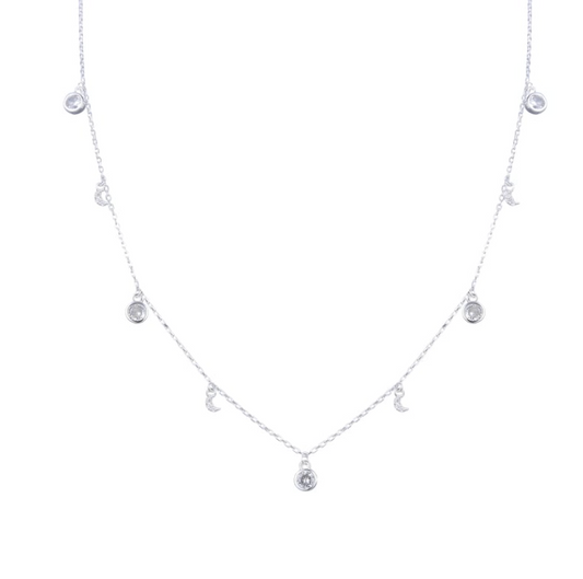 Collar plateado con lunas y zirconias