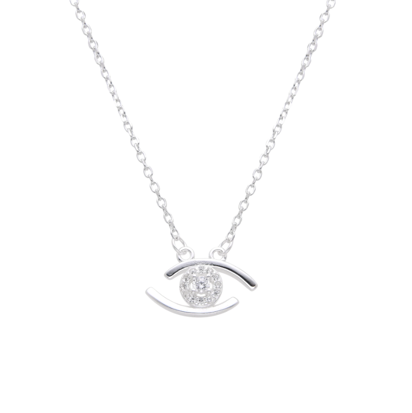 Collar plateado ojo de zirconia
