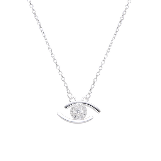 Collar plateado ojo de zirconia