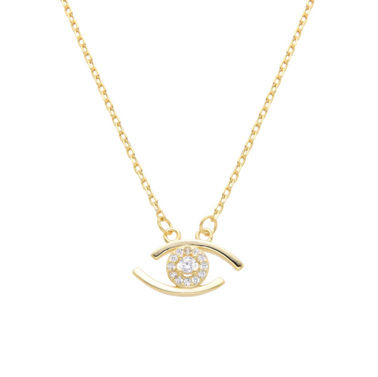 Collar dorado ojo de zirconia