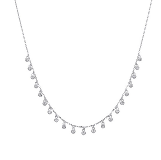 Collar plateado con zirconias redondas