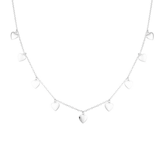 Collar plateado de corazones
