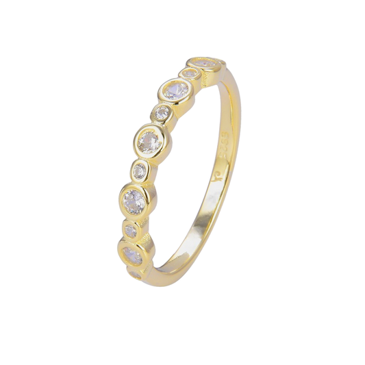 Anillo zirconia redonda pequeña y mediana, plateado