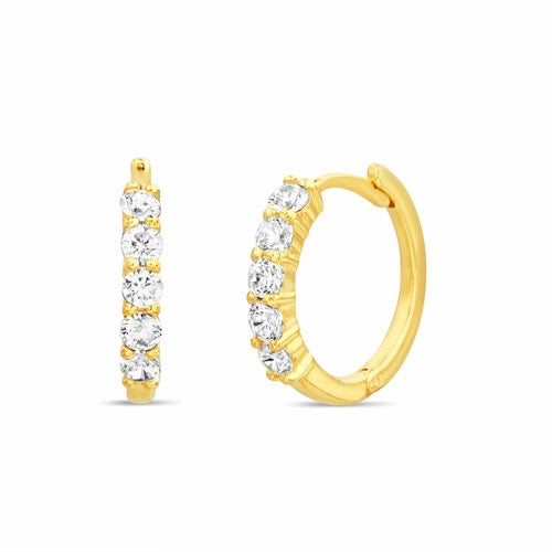 Aretes huggies con zirconia dorados