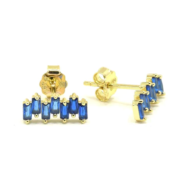 Aretes de baguettes azules dorados