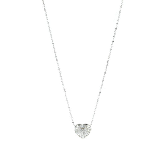 Collar de corazón con baguettes y zirconias plateadas