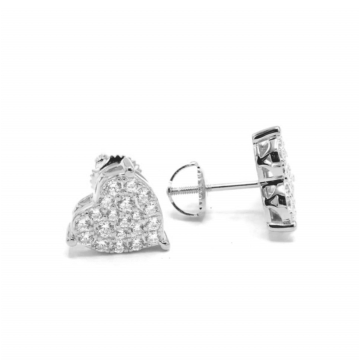 Aretes corazon grande zirconia plateado